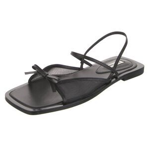 Reike Nen Black Mesh Bow Accents Slingback Sandals